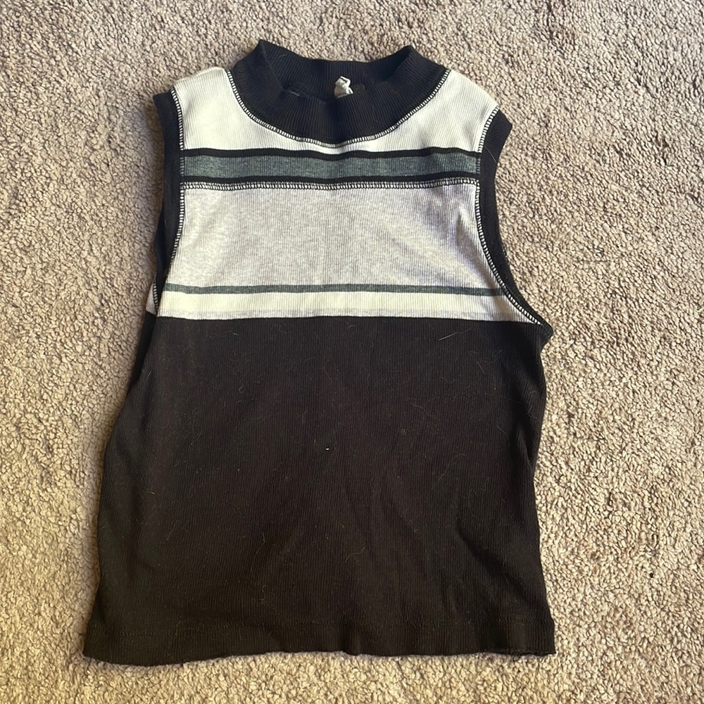 Free People 90s style striped mock neck crop top